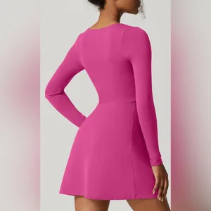 Fit & Comfort Fuchsia Long Sleeve strech Dress thumbnail 2