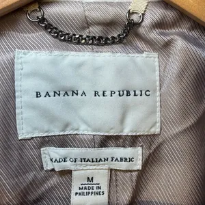 Banana Republic Brown Italian‎ Fabric Ruffle Trim Funnel Neck Wool Coat Womens M thumbnail 2