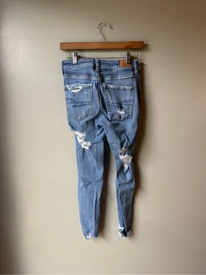 American Eagle Women’s Next Level Stretch Hi-Rise Jegging Distressed Jeans thumbnail 7