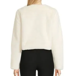 Nordstrom Cropped ivory white fur soft jacket thumbnail 2