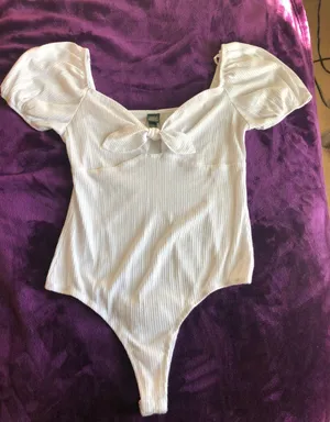 Wild Fable White Puff Sleeve Bodysuit thumbnail 2
