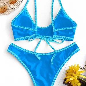NWT ZAFUL Tie Back‎ High Cut Bralette Bikini Set thumbnail 3