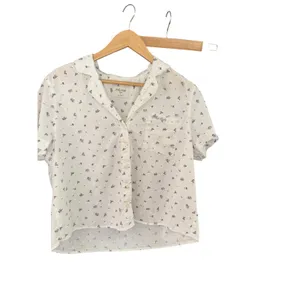 Gilly Hicks Sleep Pajama Top Large White Floral Swiss Dot 100% Cotton Button thumbnail 4