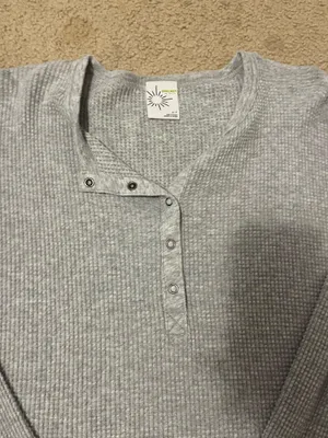 Aerie Gray Waffle Knit Sweater thumbnail 2