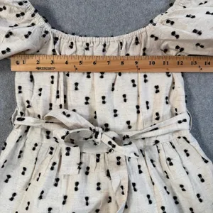 Sim & Sam Women's Small Cream Black Smocked Off Shoulder Tiered Mini Dress thumbnail 7