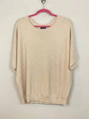 Quince Heather Oatmeal Lightweight Cotton Cashmere Link-Stitch Dolman Sweater L thumbnail 3