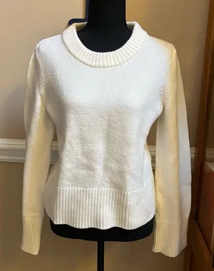 H by Halston Cream Crew Neck Merino Wool Sweater thumbnail 1