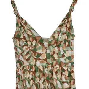 Abercrombie & Fitch White Cream Green Tan Brown Sleeveless Maxi Dress Womens S thumbnail 7