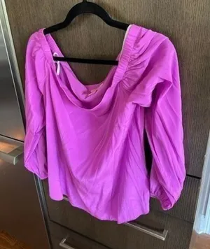 Lilly Pulitzer Adira Silk Top Shirt Blouse Off The Shoulder Pink Size medium thumbnail 1