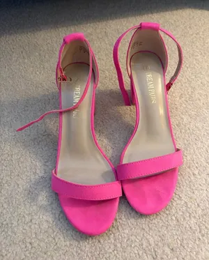 Women’s Hot Pink Block Heel Sandals with Ankle Strap thumbnail 1