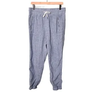 Athleta Cabo Linen Jogger Pants in Blue Women’s Size 10 thumbnail 6