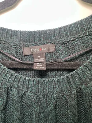 Style & Co Cable Knit Short Sleeve Sweater Dress Size XL Dark Green Pocket thumbnail 2