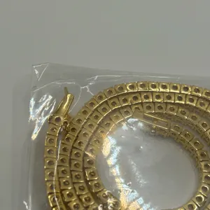 Moissanite Tennis Chain Gold 3mm 20 Inches Brand New VVS1 Necklace Men or Women thumbnail 4