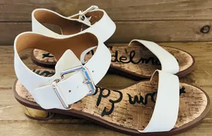Sam Edelman Trixie Gold Heel Ivory Colored Sandals size 7 thumbnail 1