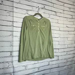 Lauren Ralph Lauren Green Button Blouse Longsleeve S Y2K Preppy Minimal Slim Fit thumbnail 2