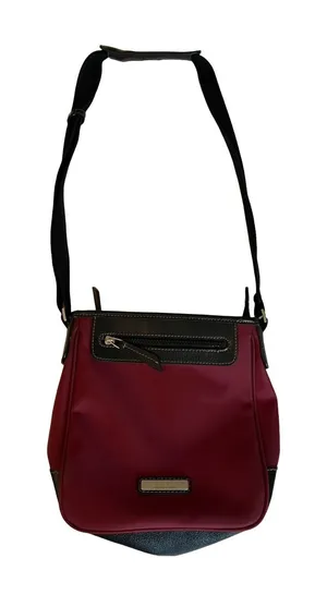 Kenneth Cole Reaction Purse Crossbody Burgundy Red Black Nylon Square Pockets thumbnail 1