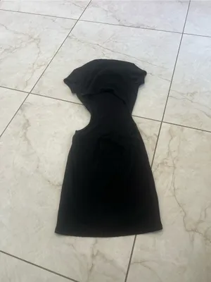 Garage Black Ribbed Cut Out Short Sleeve Dress Size XS thumbnail 3