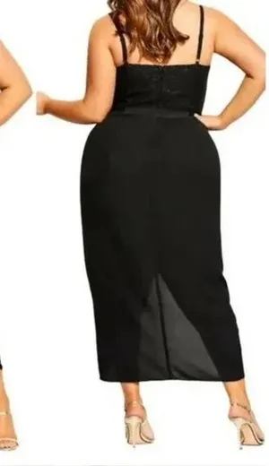 NEW City Chic Black Floral Lace Corset Sleeveless Maxi Sheath Dress Size XS thumbnail 1