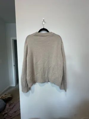 Quince 100% Mongolian Cashmere Crewneck Pullover Sweater Beige Size L thumbnail 4