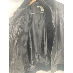 Roaman's Black Leather Bomber Jacket Full Zip Pocket Lined Size‎ 14W thumbnail 9