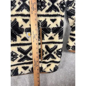 Carhartt‎ Women's Loose Fit Fleece Pullover Oat Milk/Black Fairisle Size L thumbnail 8
