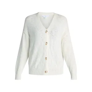 Time and Tru Womens Cardigan Size S (4-6) White Cotton Boyfriend Cozy Button thumbnail 3