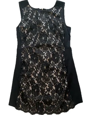 Boston Proper Black Lace Overlay‎ Cocktail Midi Dress Womens Medium Whimsigoth thumbnail 1