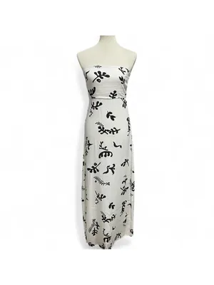 Paper Heart White & Black Floral Linen Maxi Dress thumbnail 3