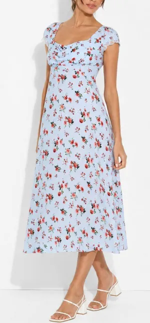Wild Fable Floral Baby Blue Maxi Dress Medium Cottagecore Grandmacore Coquette thumbnail 1