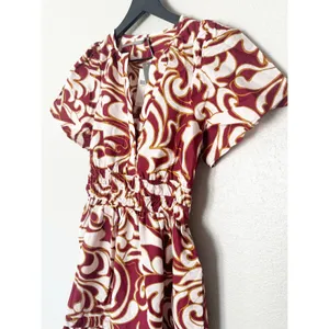 Anthropologie Somerset Maxi‎ Dress XS Burgundy Cream Printed Smocked Tiered NEW thumbnail 5