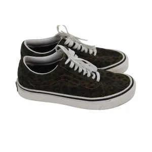 Vans Old Skool Leopard Print Sneakers Women's Size 8 Olive‎ Green thumbnail 3