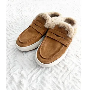 Aquatalia Amata Shearling Platform Loafer Mules in Camel Cozycore Minimalist thumbnail 2