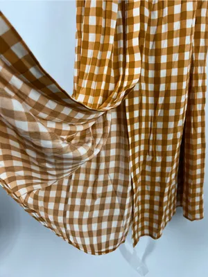 Uterqüe Mustard Gingham Maxi‎ Dress Orange thumbnail 9