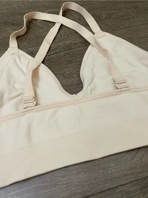 Bombas Women’s Seamless Triangle Bralette Size M/L Wheat Beige Adjustable Straps thumbnail 5