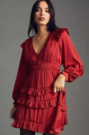 Anthropologie Current Air Ruffle Dress thumbnail 1