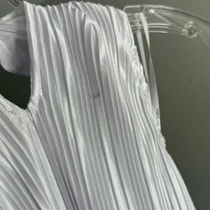 NEW Lulus Pretty Aura White Satin Plisse Mock Neck Mini Swing Summer Dress Sz XS thumbnail 14