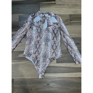 Only Hearts Bodysuit Size 1X Snake Print Mock Neck Keyhole Stretch NWT thumbnail 4