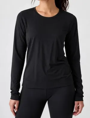 Athleta Black Long Sleeve Performance Top Estimated Size M Athletic Shirt thumbnail 1