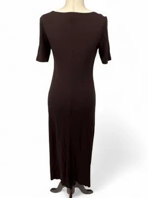 Vintage Chetta B brown short-sleeve floral embroidered maxi dress size 6 thumbnail 4