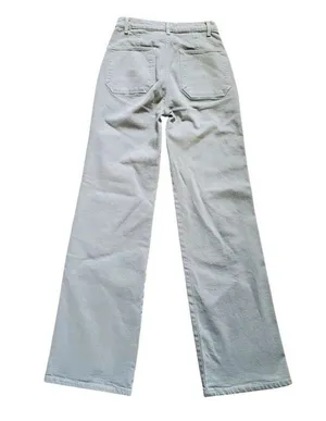 REFORMATION Pants Women 26 Alyssa High Rise Wide Leg Jean Green FLAW STAINED thumbnail 7