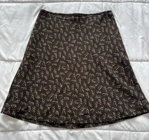 Womens 4 Skirt Brown Floral Knee Length Lined Grunge Whimsy Fairy Feminine‎ thumbnail 1