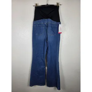 Isabel Maternity Flare Jeans Medium Wash Over Belly Crossover Panel Size 6‎ NEW thumbnail 2