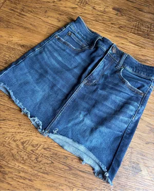 American Eagle Outfitters Blue Denim Frayed Hem Women's Skirt 4 thumbnail 1