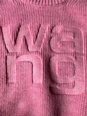 Alexander Wang Debossed Stacked Logo Cropped Sweater Pink, Size XS thumbnail 4