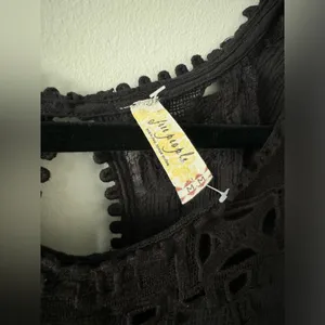 Free People Black Lace & Embroidery Sheer Dress M Like New thumbnail 2