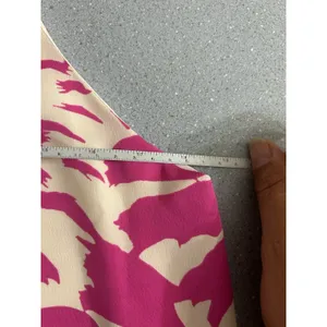 One Shoulder Pink Feather Print Slip Dress Side Slit Beach Summer Casual Medium thumbnail 9