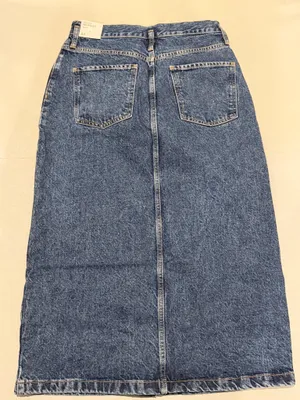 Mango Denim Midi Skirt NWT Medium with slit  thumbnail 7