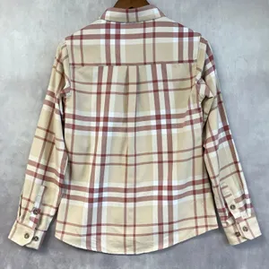 Dixxon Flannel Company The Burleigh Plaid Shirt Women Medium Tan‎ Red Minimalist thumbnail 2