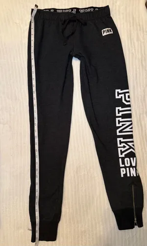 Victoria’s Secret PINK Black Joggers Sweatpants XS Ankle Zips thumbnail 5