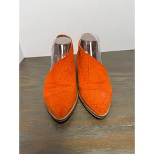 Free People Royale Flats Orange Textured Leather D'Orsay Shoes 36 US‎ 5.5 thumbnail 5